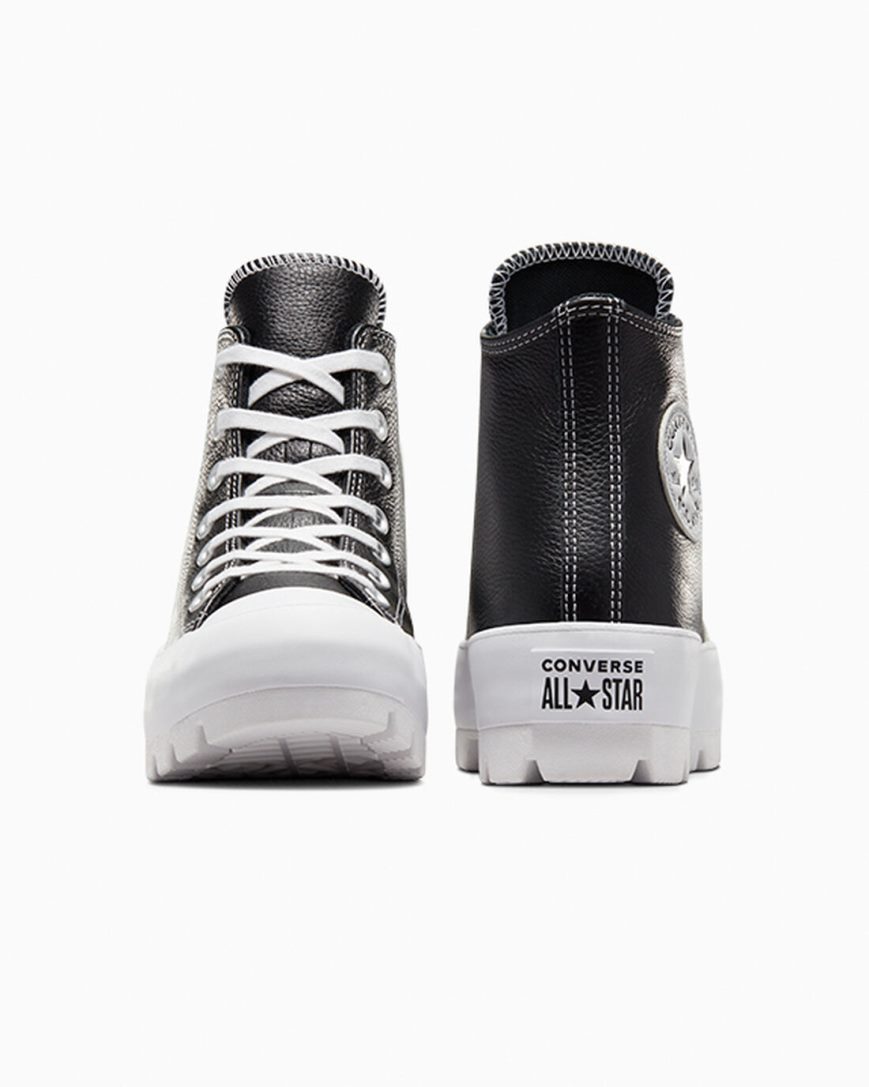 Tenisky Vysoke Converse Chuck Taylor All Star Lugged Kozene Damske Čierne Biele | SK K11NS59